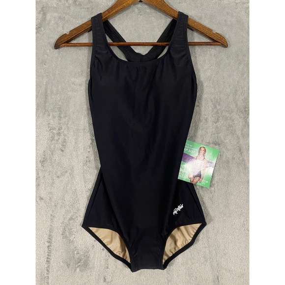 Dolfin Other - Dolfin Swimsuit Women 34/8L Black Aqua Shape Lap Suit Racerback One Piece New
